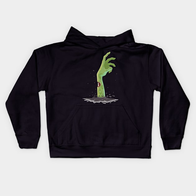 zombie hand, halloween, horror cartoon Kids Hoodie by SRC